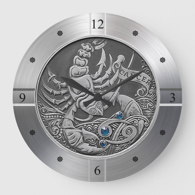 Reloj Redondo Grande Zodiac ~ Cáncer ~ Celestial ~ Astrología occidenta (Anverso)