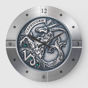 Reloj Redondo Grande Zodiac ~ Capricornio ~ Celestial ~ Astrología occi