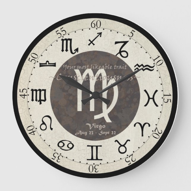 Reloj Redondo Grande Zodiac Clock - Virgo (Anverso)