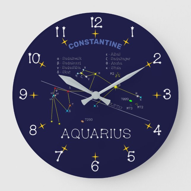 Reloj Redondo Grande Zodiac Constellation Aquarius (Anverso)