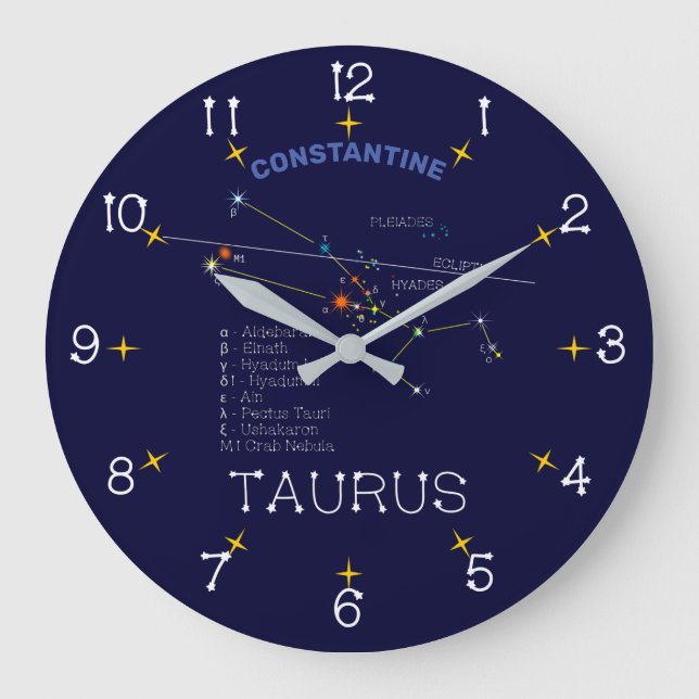 Reloj Redondo Grande Zodiac Constellation Taurus (Anverso)