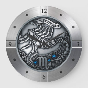 Reloj Redondo Grande Zodiac ~ Escorpio ~ Celestial ~ Astrología occiden
