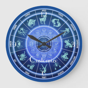 Reloj Redondo Grande Zodiac Sun Rótulo Astrología Calendario Thunder_