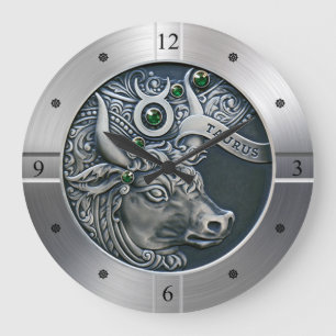 Reloj Redondo Grande Zodiac ~ Taurus ~ Celestial ~ Astrología occidenta
