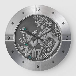 Reloj Redondo Grande Zodiac ~ Virgo ~ Celestial ~ Astrología occidental