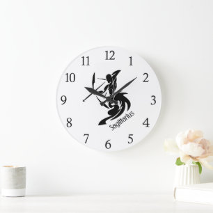 Reloj Redondo Grande Zodiaco Sagitario Números Negros