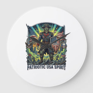 Reloj Redondo Grande Zombi Patriótico General Zombi Patriótico Apocalip