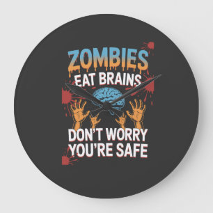 Reloj Redondo Grande Zombie de Halloween