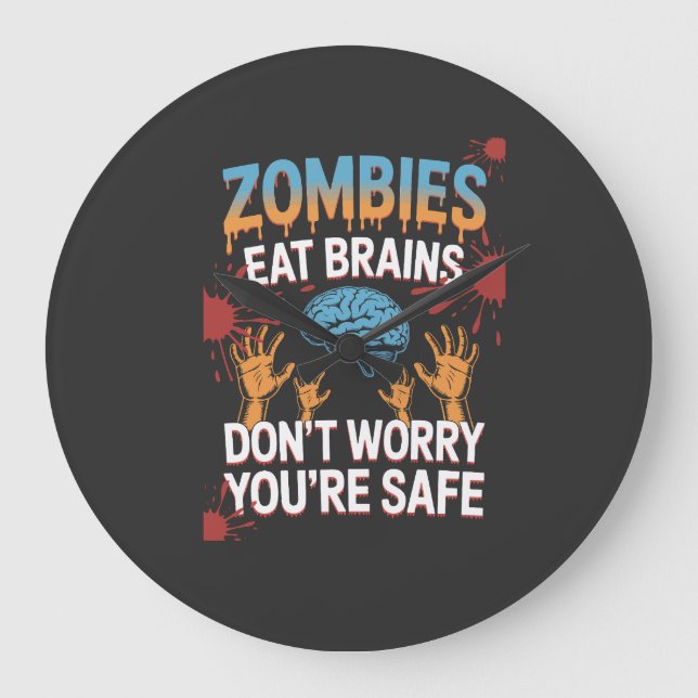 Reloj Redondo Grande Zombie de Halloween (Anverso)