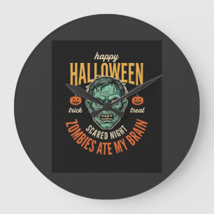 Reloj Redondo Grande Zombies de Halloween se comieron mi cerebro