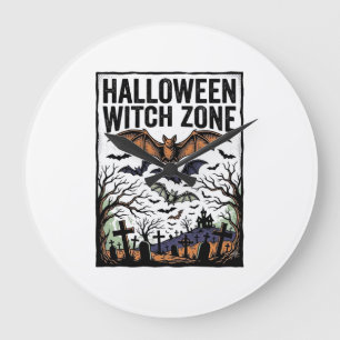 Reloj Redondo Grande Zona de Bruja de Halloween Diseño Antiguo de Murci