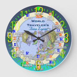 Reloj Redondo Grande Zonas horarias mundiales