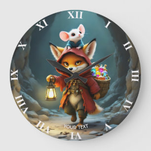 Reloj Redondo Grande Zorro Ratón Bebé Fantasía Lindo