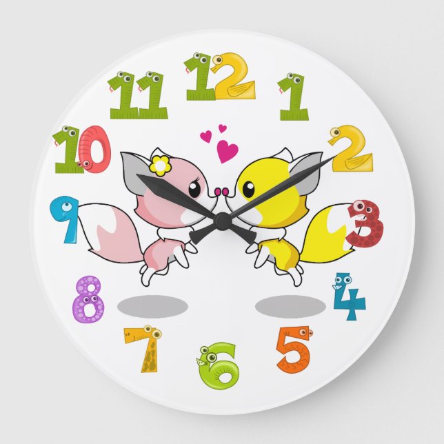 Reloj Redondo Grande zorros de corte (Anverso)