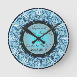 Reloj Redondo Mediano 10mo Aniversario de bodas de plata