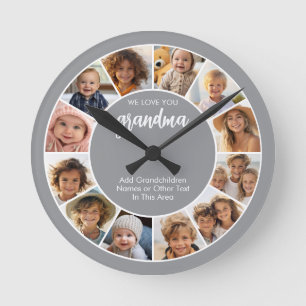Reloj Redondo Mediano 12 Foto Collage Divertido - Te Amamos Abuela