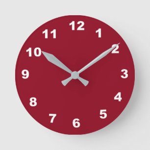 Reloj Redondo Mediano 12 Number Choices to Choose From Burgundy Clock