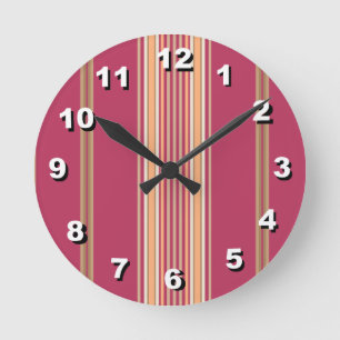 Reloj Redondo Mediano 12 Number Choices to Choose-Pink Striped Clock