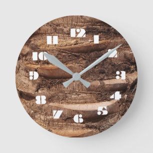 Reloj Redondo Mediano 12 Number Choices to Choose --Tree Bark Clock