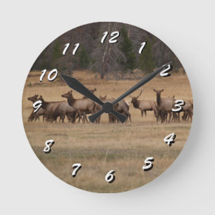 Reloj Redondo Mediano 12 opciones numéricas para elegir —Elk Herd—Reloj