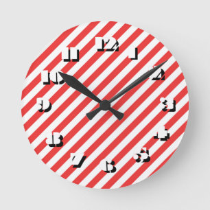 Reloj Redondo Mediano 12 opciones numéricas para elegir -Stripes-Clock