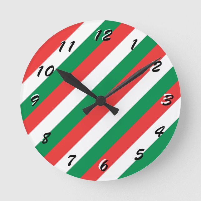 Reloj Redondo Mediano 12 opciones numéricas para elegir -Stripes-Clock (Anverso)