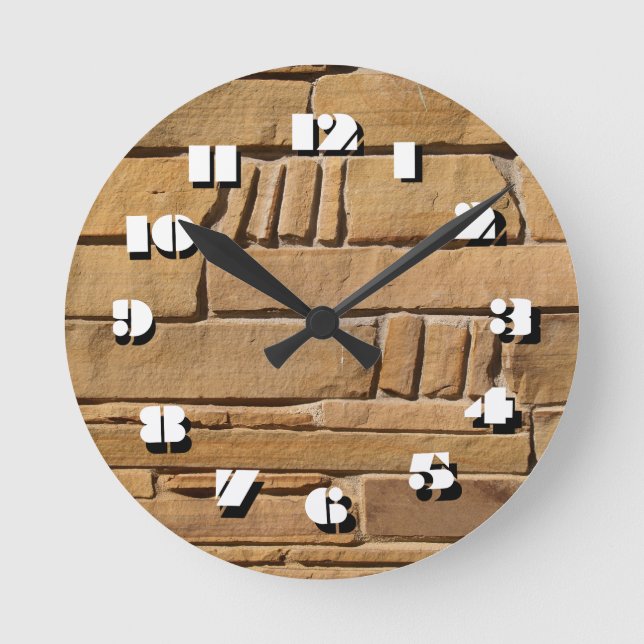 Reloj Redondo Mediano 12 opciones numéricas para elegir-Tan Stone-Clock (Anverso)