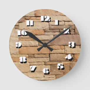 Reloj Redondo Mediano 12 opciones numéricas para elegir-Tan Stone-Clock