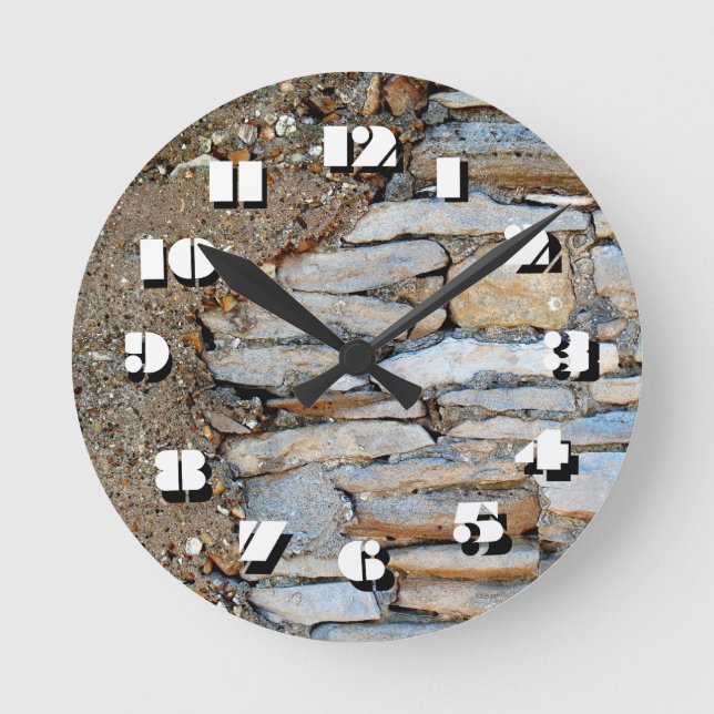 Reloj Redondo Mediano 12 opciones numéricas para elegir-Tan Stone-Clock (Anverso)