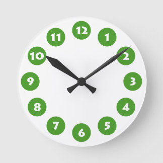 Reloj Redondo Mediano 12 puntos - Blanco con aguacate verde sobre blanco