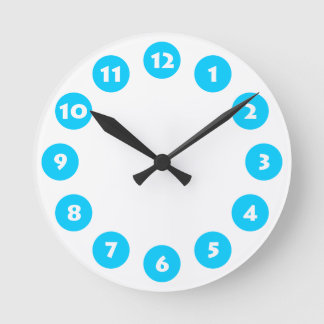 Reloj Redondo Mediano 12 puntos - Blanco con azul cielo en blanco