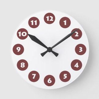 Reloj Redondo Mediano 12 puntos - blanco con marrón en blanco