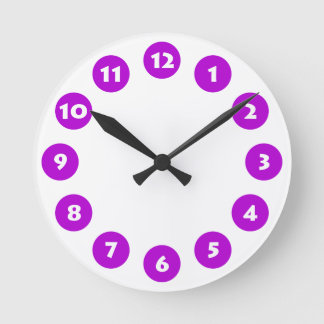 Reloj Redondo Mediano 12 puntos - Blanco con morado sobre blanco