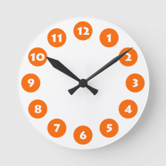 Reloj Redondo Mediano 12 puntos - Blanco con Naranja en blanco