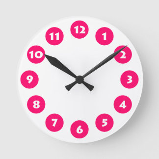 Reloj Redondo Mediano 12 puntos - Blanco con rojo neón sobre blanco
