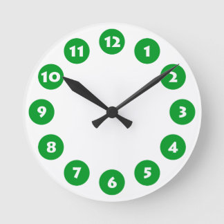 Reloj Redondo Mediano 12 puntos - Blanco con verde hierba sobre blanco