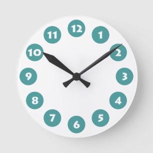 Reloj Redondo Mediano 12 puntos - Blanco con verde oceánico en blanco