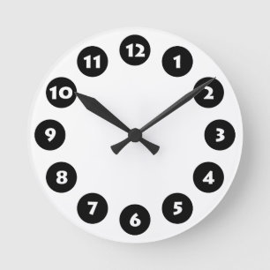 Reloj Redondo Mediano 12 puntos - blancos y negros