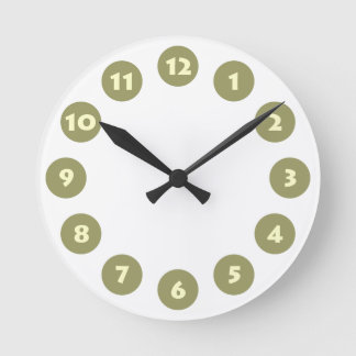 Reloj Redondo Mediano 12 puntos - Crema con caqui en blanco