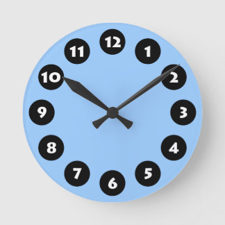 Reloj Redondo Mediano 12 puntos - negro, blanco y azul Lt
