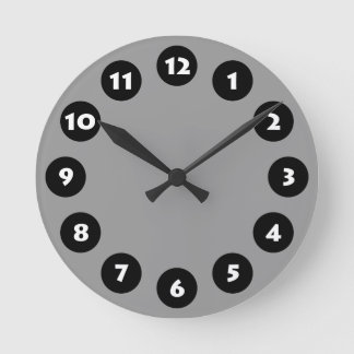 Reloj Redondo Mediano 12 puntos: negro, blanco y gris