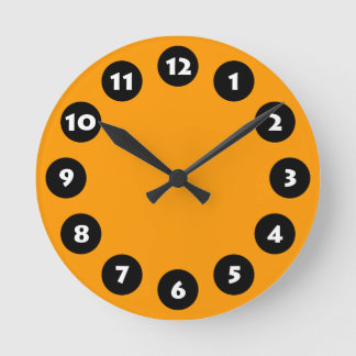 Reloj Redondo Mediano 12 puntos - negro, blanco y Naranja
