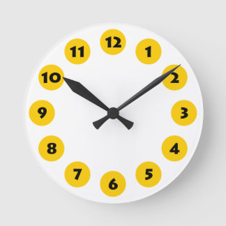 Reloj Redondo Mediano 12 puntos - Negro con ámbar en blanco