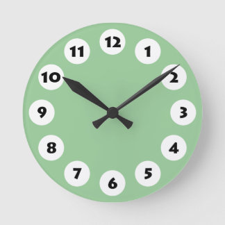 Reloj Redondo Mediano 12 puntos - Negro con blanco en verde 99CC99