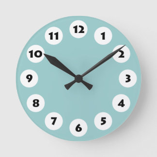Reloj Redondo Mediano 12 puntos - Negro con blanco en verde azul Lt