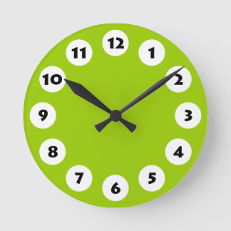 Reloj Redondo Mediano 12 puntos - Negro con blanco en verde marciano