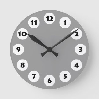 Reloj Redondo Mediano 12 puntos - Negro con blanco sobre gris