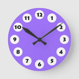 Reloj Redondo Mediano 12 puntos - Negro con blanco sobre morado