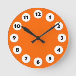 Reloj Redondo Mediano 12 puntos - Negro con blanco sobre Naranja
