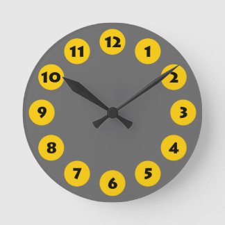 Reloj Redondo Mediano 12 puntos - negro con el ámbar en gris
